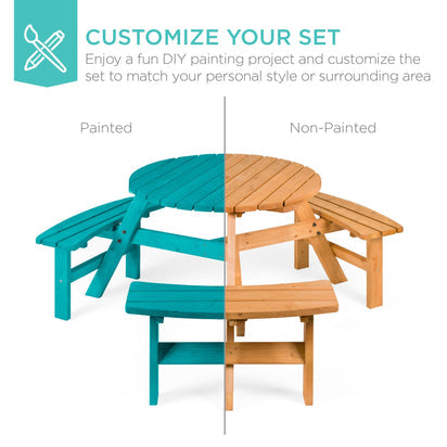 6-Person Circular Wooden Picnic Table