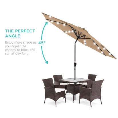 Solar LED Lighted Patio Umbrella (Tan)