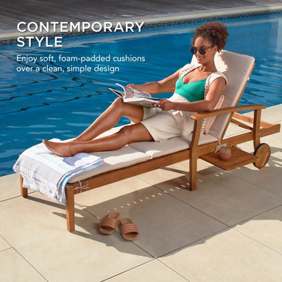 Acacia Wood Chaise Lounge Chair