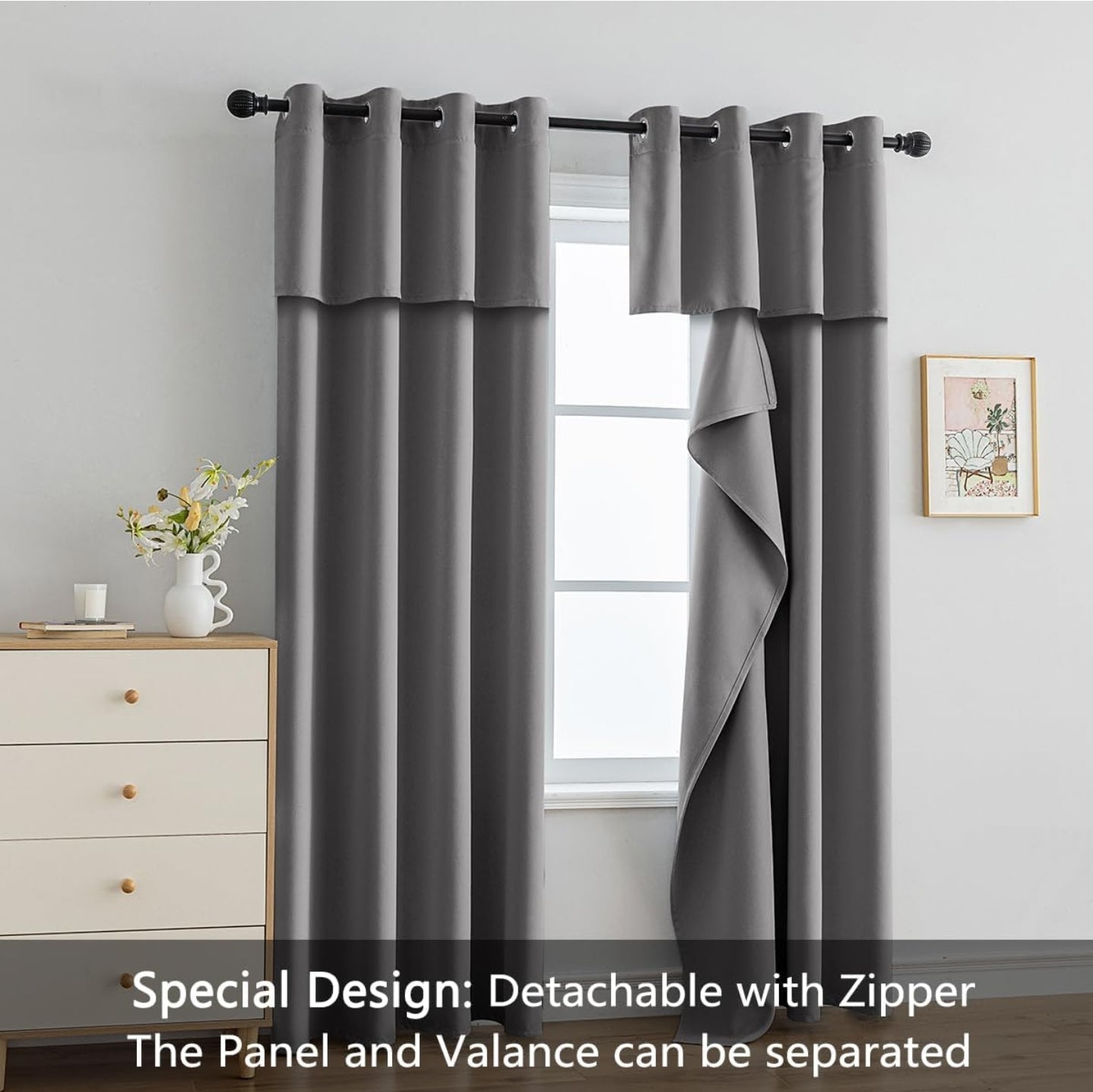 Blackout Curtains for Bedroom (Grey,42Wx63L inch 2 Panels)