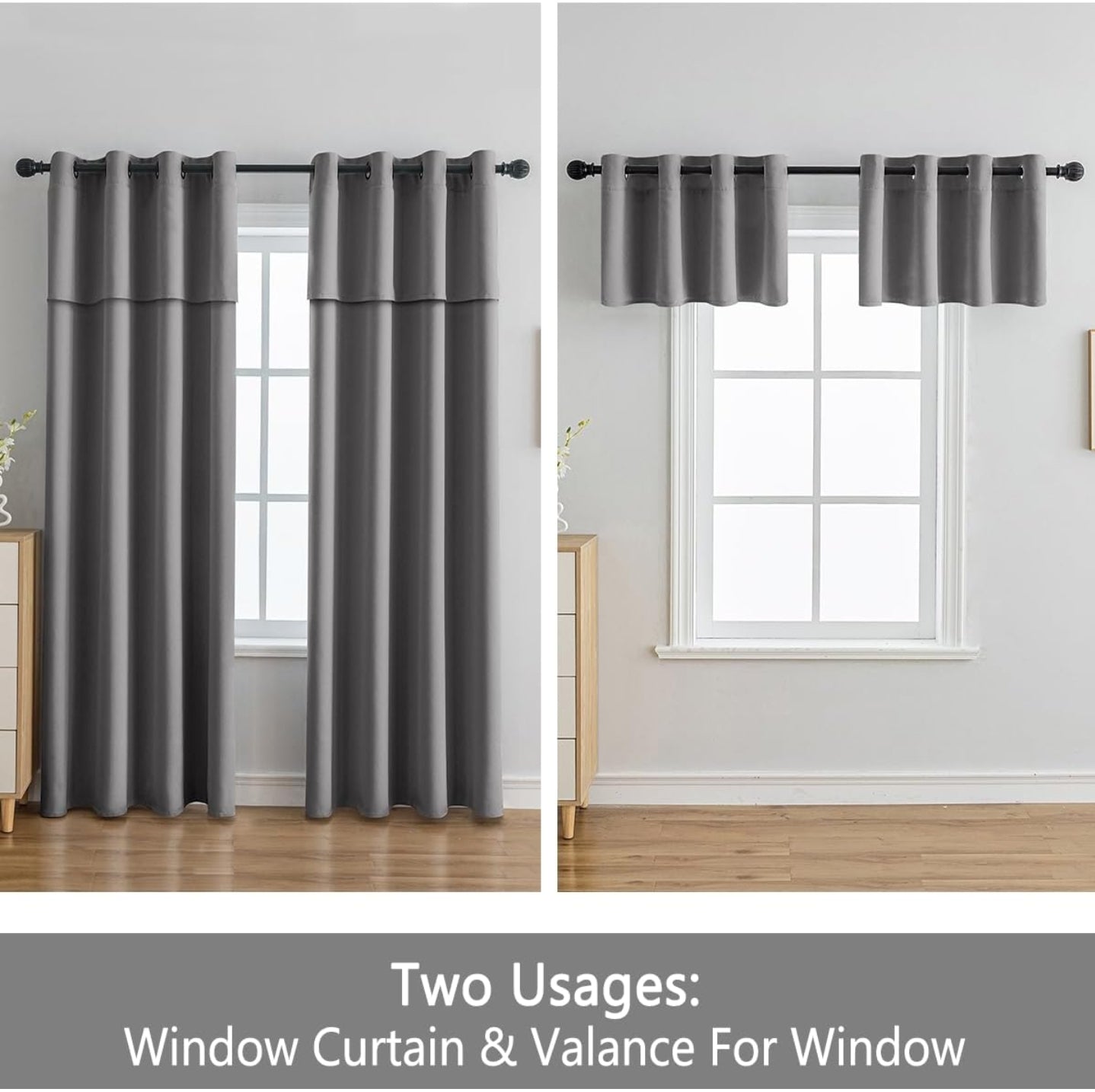 Blackout Curtains for Bedroom (Grey,42Wx63L inch 2 Panels)