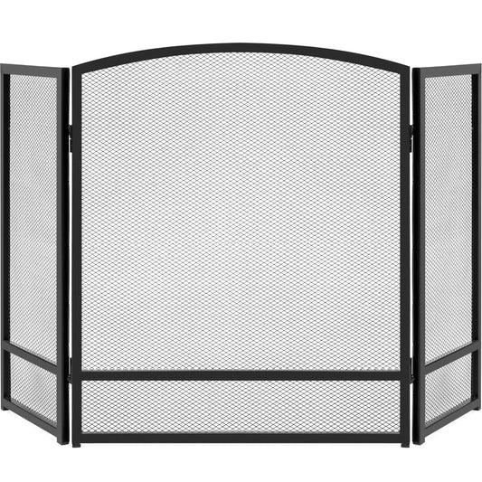 3-Panel Steel Mesh Fireplace Screen