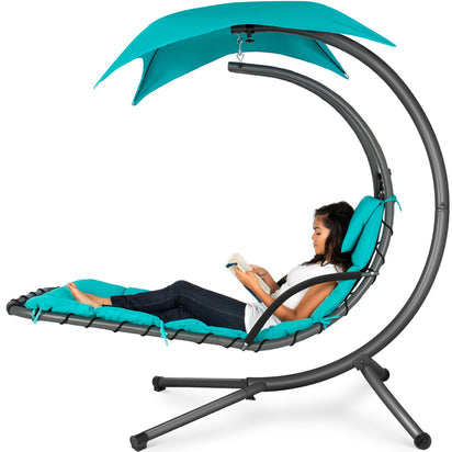 Hanging Curved Chaise Lounge Chair ( blue )