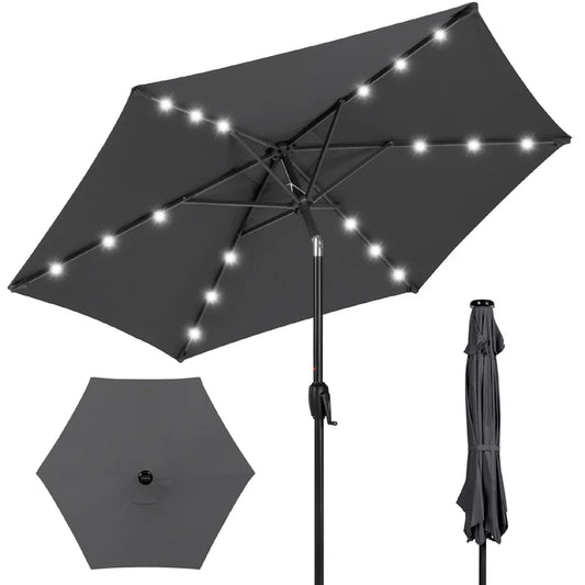 Outdoor Solar Patio Umbrella • Gray