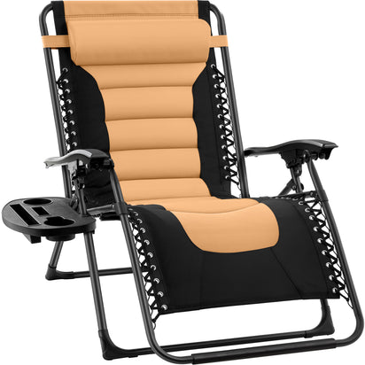 Oversized Padded Zero Gravity Chair. (Tan/Black)