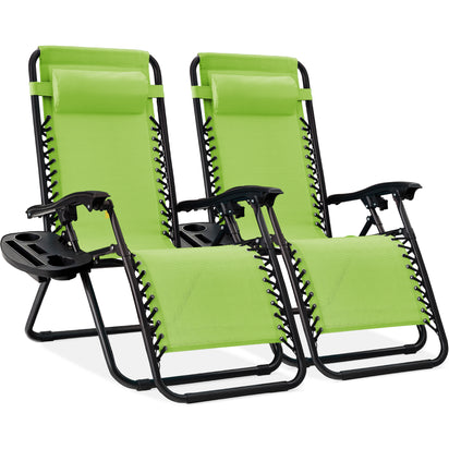 Set of 2 Adjustable Zero Gravity Patio Chair ( lime green )