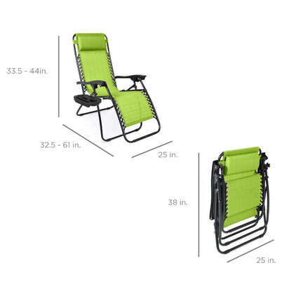 Set of 2 Adjustable Zero Gravity Patio Chair ( lime green )