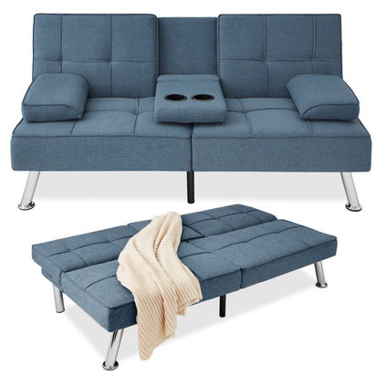 Convertible Sofa Bed Futon (blue)