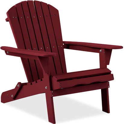 Folding Wooden Adirondack Chair.  (Red)