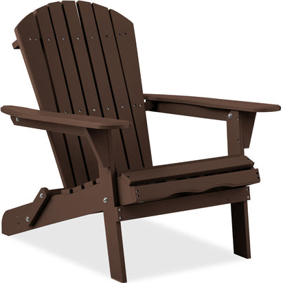 Folding Wooden Adirondack Chair. (Dark Brown)