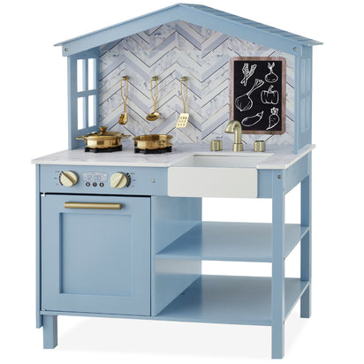 Kids Farmhouse Play Kitchen.  (Beveled Blue)