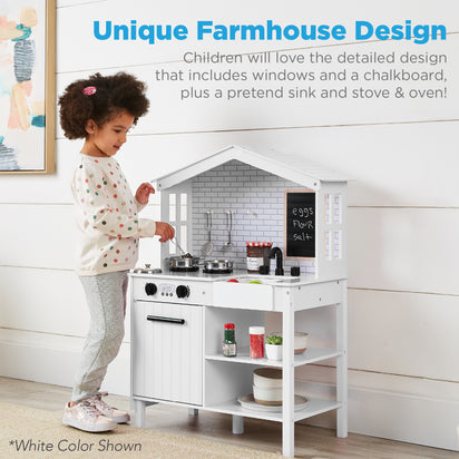 Kids Farmhouse Play Kitchen.  (Beveled Blue)