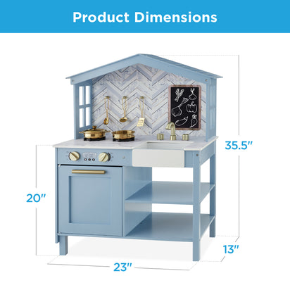 Kids Farmhouse Play Kitchen.  (Beveled Blue)