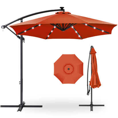 Solar LED Offset Hanging Patio Umbrella (Rust)