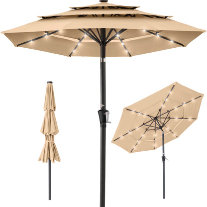 3-Tier Solar Patio Umbrella ( sand )