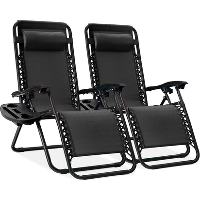 Set of 2 Adjustable Zero Gravity Patio Chair Recliners