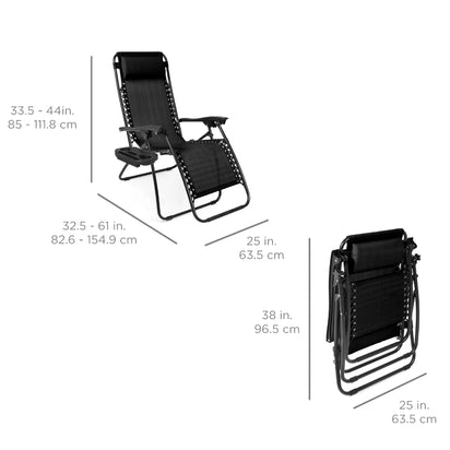 Set of 2 Adjustable Zero Gravity Patio Chair Recliners