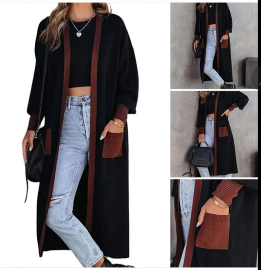 Women's Casual Mid Long Cardigan ..Color Olive and Black