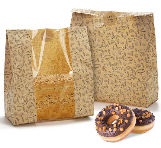 Pack Paper Bread Bags with Clear Window