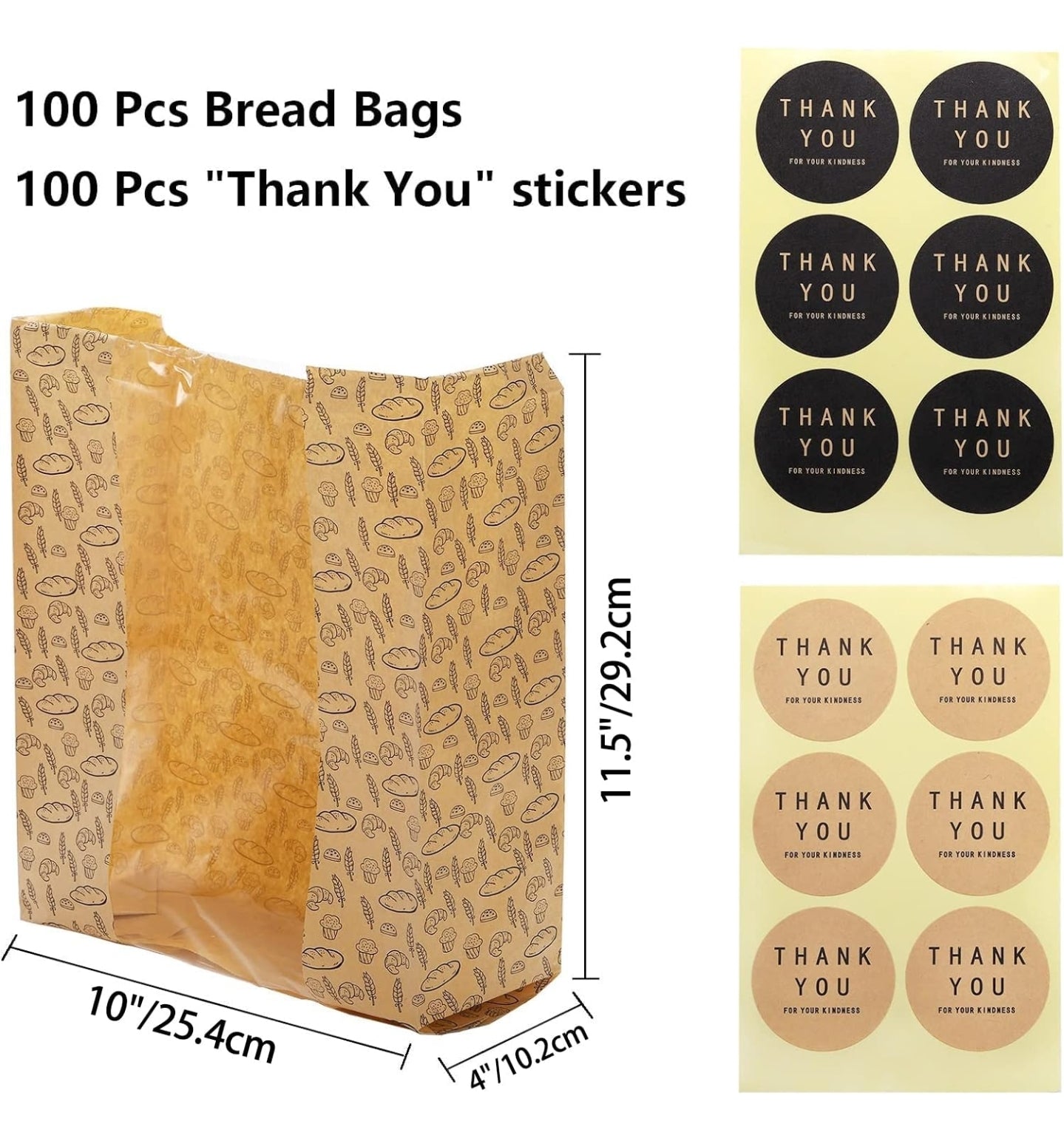 Pack Paper Bread Bags with Clear Window