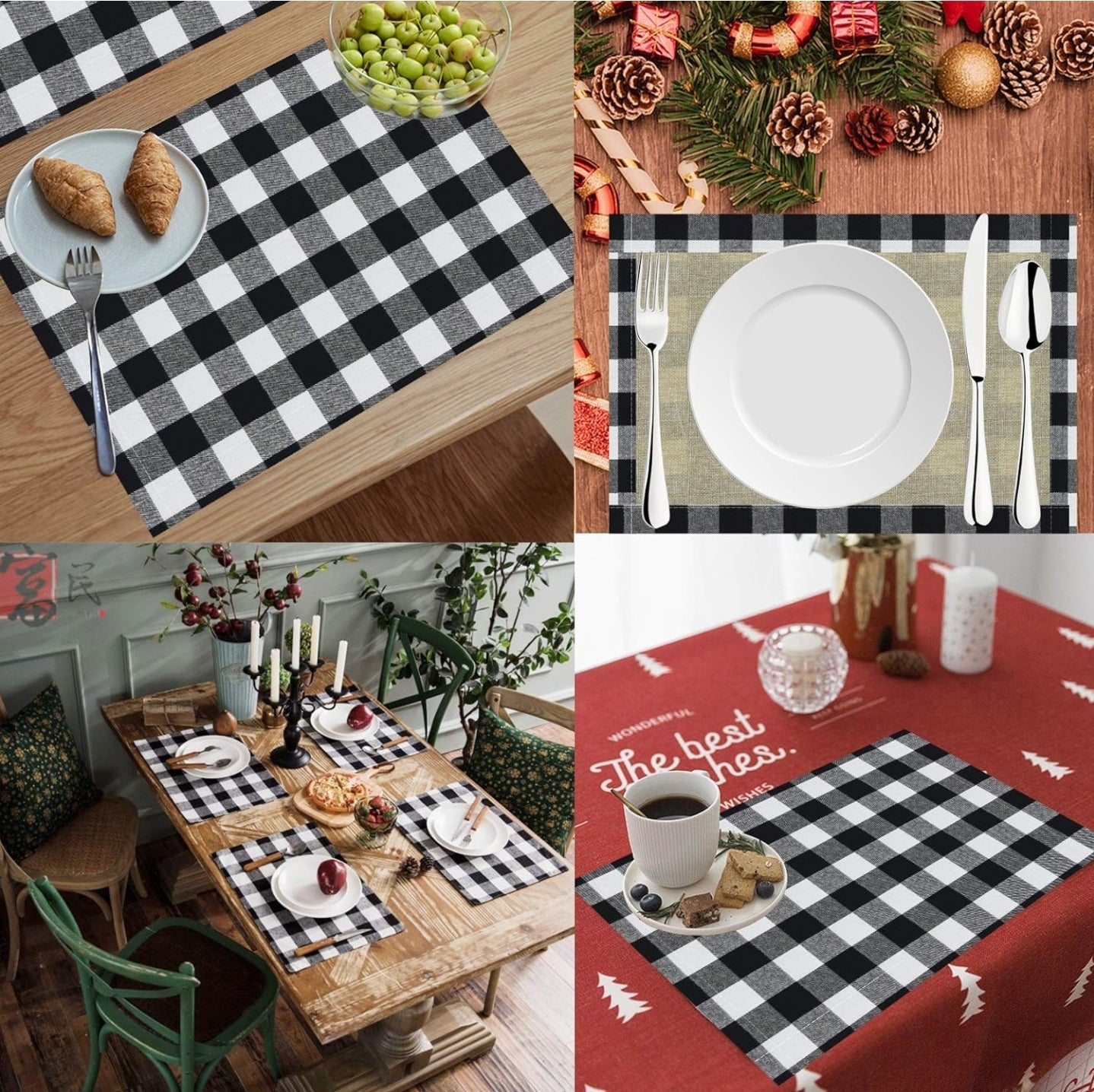 Black and White Buffalo Check Placemats