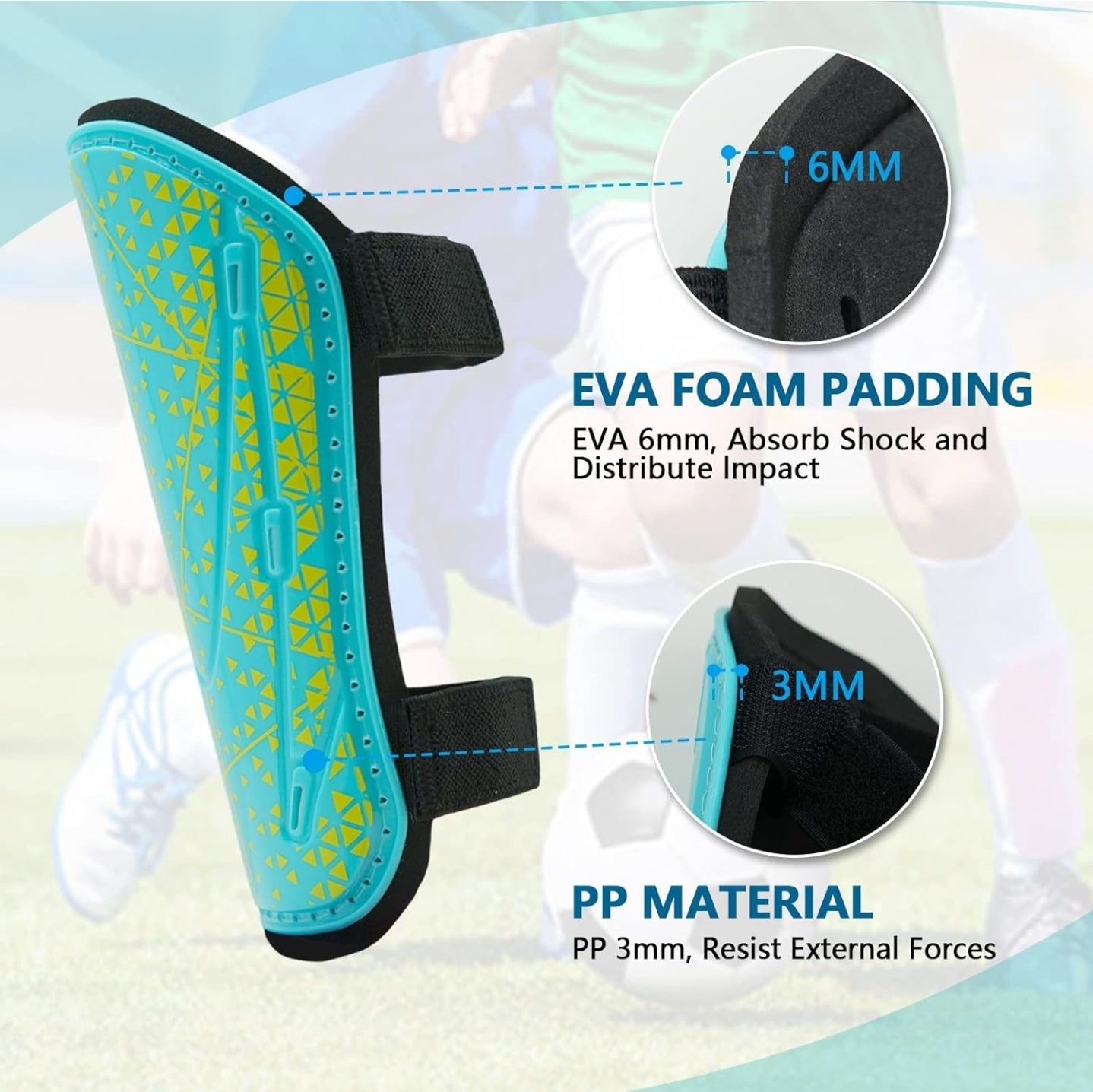 Soccer Shin Guards ( small - teal )