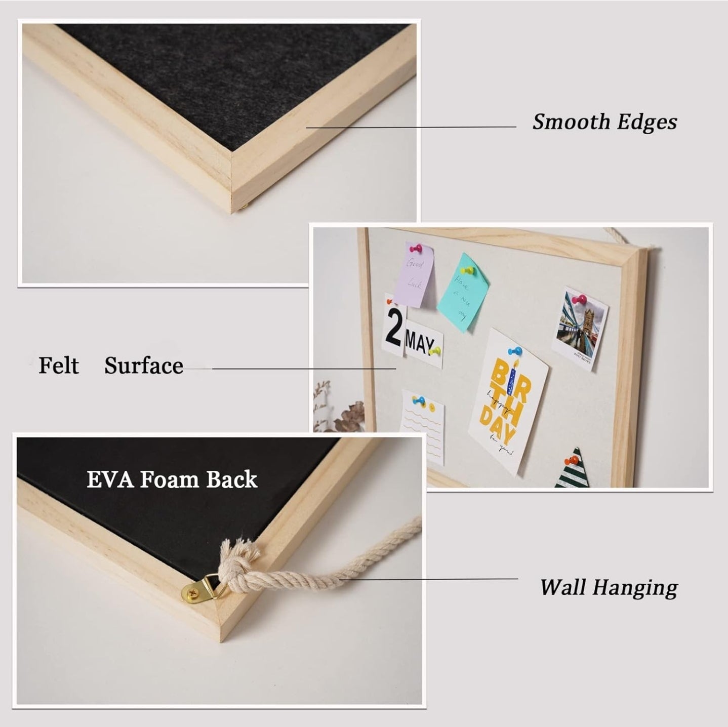 2 Pack Hanging Felt Boards for Walls