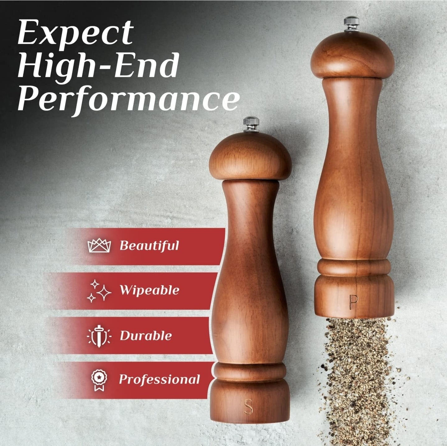 Wooden Salt and Pepper Grinder Set