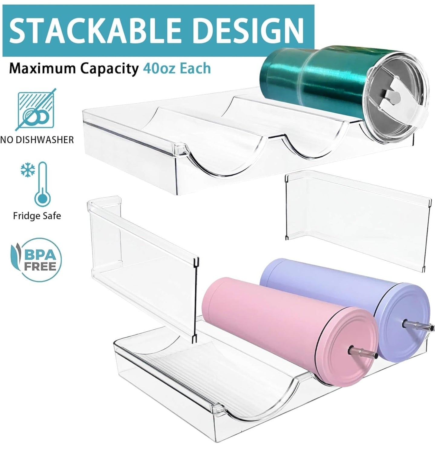 4 Pack Stackable Water Bottle Organizer