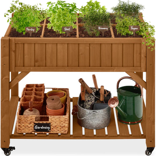 Elevated Mobile Pocket Herb Garden Bed