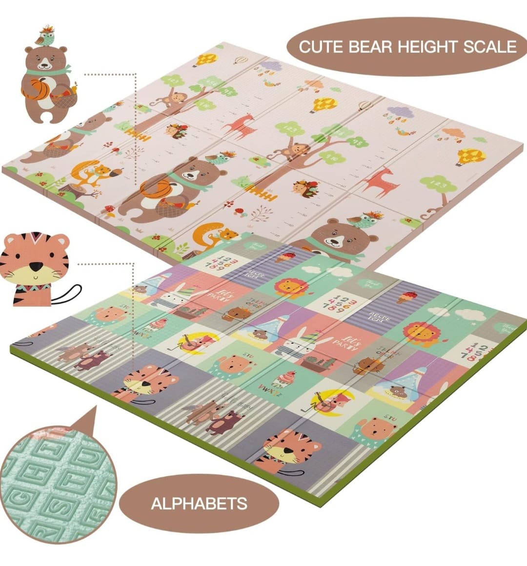 Foldable Baby Play Mat,Reversible, Waterproof