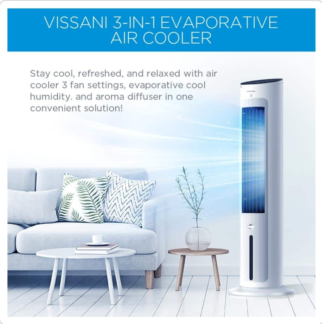 Vissani 3-Speed Digital Tower Portable Evaporative Cooler